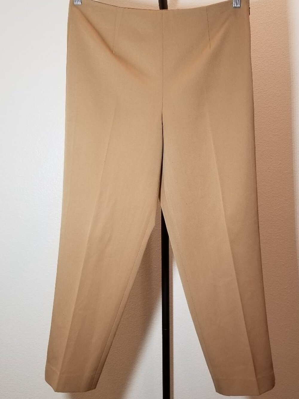 Talbots Petites Womens Sz 12 Stretch Straight Leg Tan Pants Preppy Business City